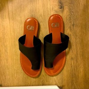 Black faux leather sandals. Only worn once it twice. Super cute!